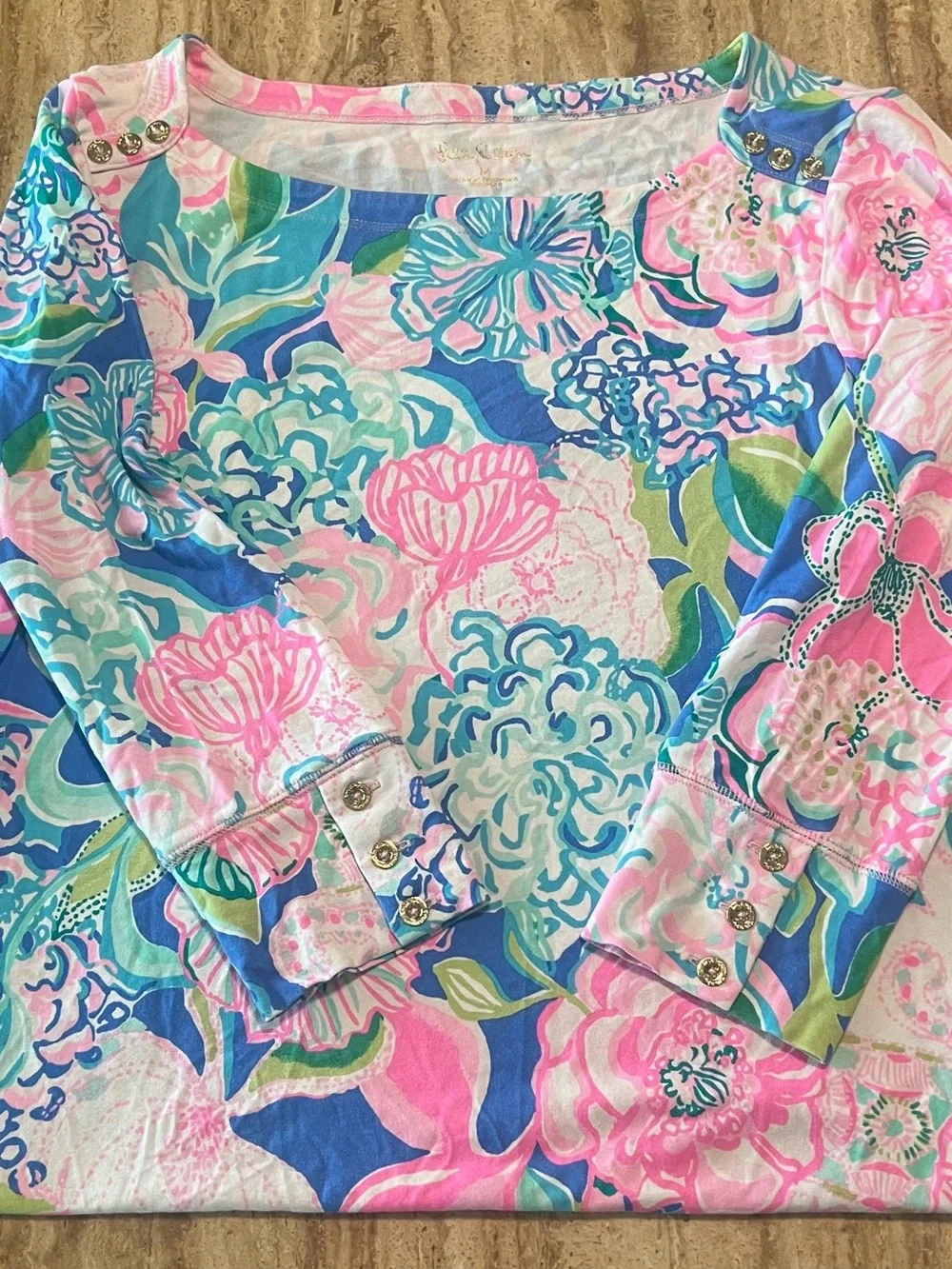 Lilly Pulitzer Pink Blue Floral Shift Dress, Size Medium - Picture 6 of 9